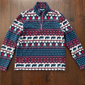 Chubbies Pullover Mens S Blue Red Bear Fleece Half Zip Sweater Outdoors Winter